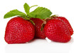 Ripe sweet strawberries and mint, isolated on white