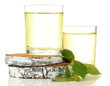 Glasses of birch sap, isolated on white