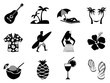 Vector: tropical island and beach vacation icons set . tropical island and beach vacation icons set .