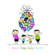 Vector: Easter postcard with family for your design Easter postcard with family for your design