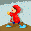 boy playing in the rain
