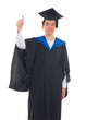 Chinese male graduate thumbs up isolated with white background