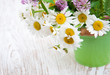 Bucket with wild flowers