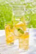 cold summer drinks in garden