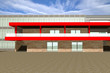 3D rendering of modern building exterior
