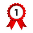 label with red ribbons and numbers