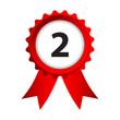 label with red ribbons and numbers