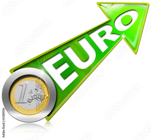 Illustration: Euro Growth - Positive Green Arrow Euro Growth - Positive Green Arrow