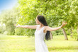 happiness young woman enjoyment in the nature