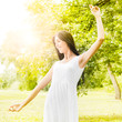 happiness young woman enjoyment in the nature