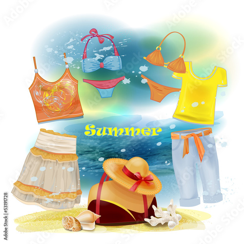 Vector: collection of clothes for the summer holidays collection of clothes for the summer holidays