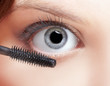 beautiful woman applying mascara