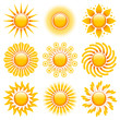canvas print picture - Sun Icons Set Orange