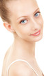 Portrait of young beautiful woman on white background