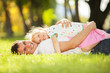 father and daughter in the park