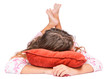Photo: Girl lying on the floor wearing her pajamas Girl lying on the floor wearing her pajamas