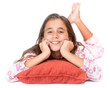 Photo: Girl lying on the floor wearing her pajamas Girl lying on the floor wearing her pajamas