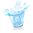 glass with water and ice cubes