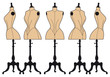 vintage fashion mannequins, vector set