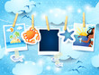 Holidays background with photo frames