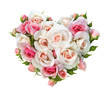 canvas print picture - Roses flowers  heart shape isolated.