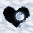 heart from clouds on night sky with moon