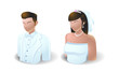 people icons : wedding bride and groom