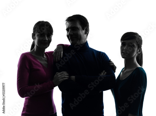 Photo: family father mother daughter happy portrait silhouette family father mother daughter happy portrait silhouette