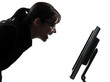 Photo: business woman computer computing silhouette business woman computer computing silhouette