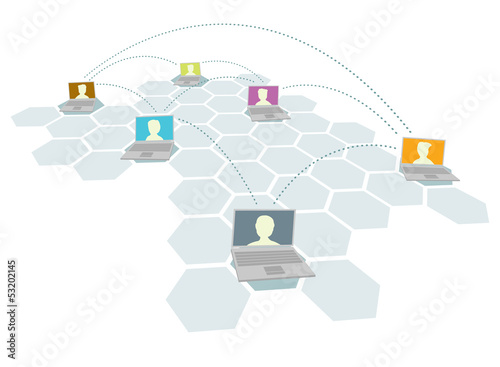 Illustration: Computer and people network / Multiple users Computer and people network / Multiple users