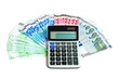 Euro banknotes and calculator