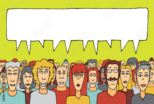 Illustration: Crowd speaking together Crowd speaking together