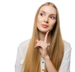 Portrait of a happy young woman isolated on white background