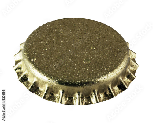 Photo: beer bottle cap close up macro Isolated on white beer bottle cap close up macro Isolated on white