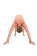 Shirtless man doing exercises