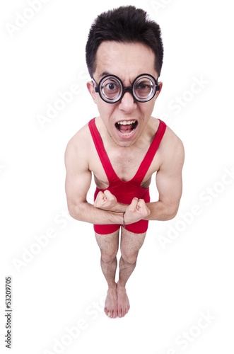 Photo: Funny wrestler isolated on white Funny wrestler isolated on white