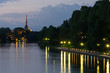 Turin (Torino), night view with river Po and Mole Antonelliana