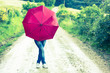 Photo: Teenage Girl with Red Umbrella Teenage Girl with Red Umbrella