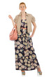 Woman in fashion dress concept on white