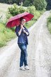 Photo: Teenage Girl with Red Umbrella Teenage Girl with Red Umbrella