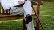 Retired man relaxing on a bench
