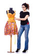 Foto: Woman tailor isolated on the white Woman tailor isolated on the white