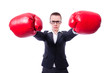 Photo: Woman with boxing gloves on white Woman with boxing gloves on white