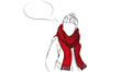 Isolated Vector of Female Wearing Red Scarf with Speech Bubble