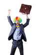 Clown businessman isolated on white