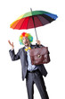 Clown businessman isolated on white