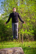 Man floating in the forest