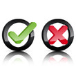 3D Glossy Keuz Haken Icons im Kreis