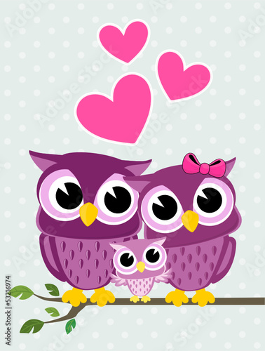 Fototapeta owls family love