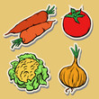 Stickers with vegetables